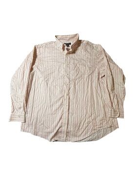 Brooks Brothers 1818 ruffled Striped Long sleeve dress shirt XXL Red tan white